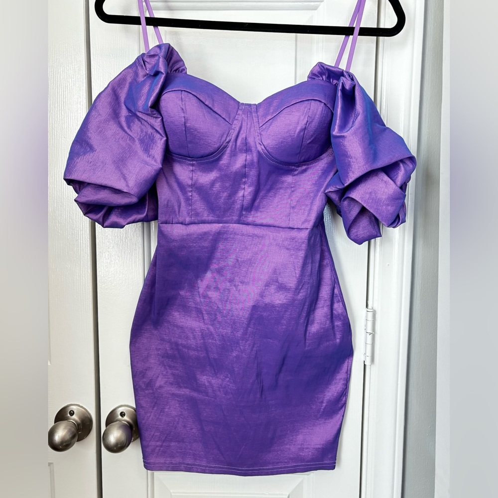 Azalai Taffeta Ruffle Short Dress - Picture 2 of 4